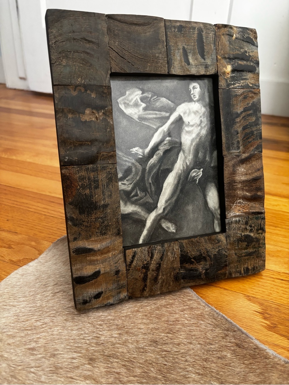 Z Gallerie Distressed Dark Brown horn & Wood Picture Frame